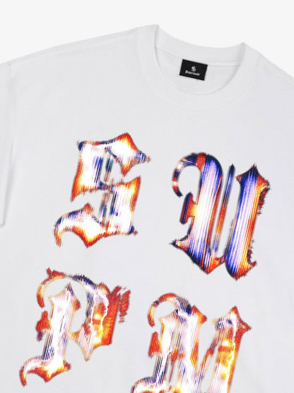 Cotton Logo Letter Design Short-Sleeve T-Shirt - Features Retro Digital Glitch Letter Print, Unisex?