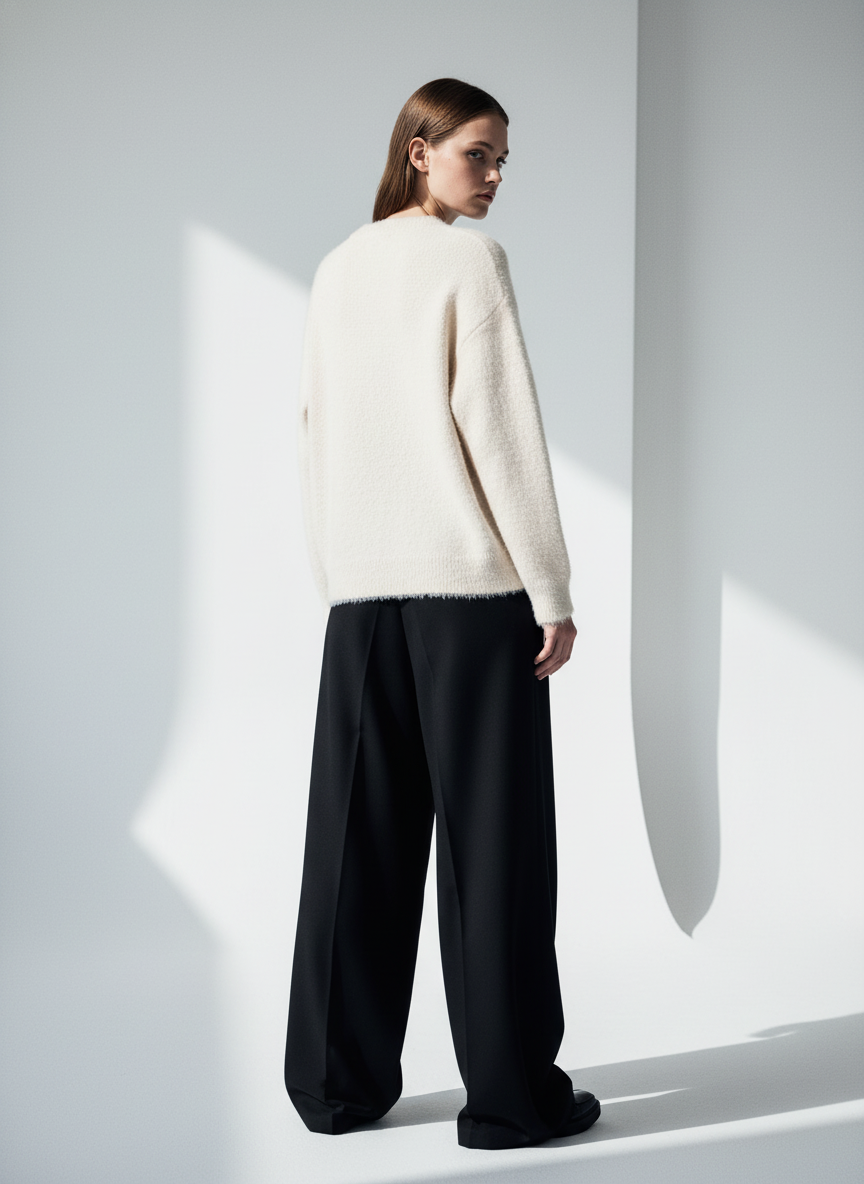 Letter Embroidery Round Neck Casual Sweater