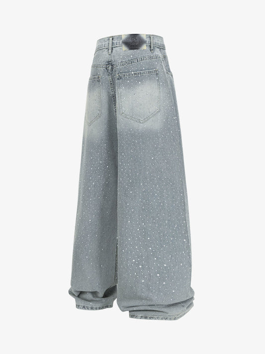 Sparkling Wide-Leg Denim Pants for Women - Stylish and Comfortable Everyday Wear 