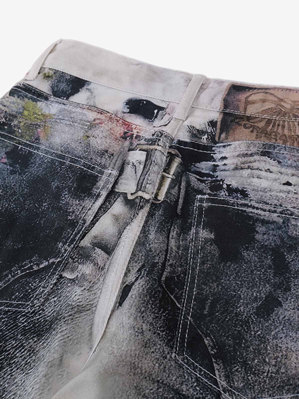Artistic Splash Wide-Leg Jeans - Perfect for Casual and Fashionable Looks 