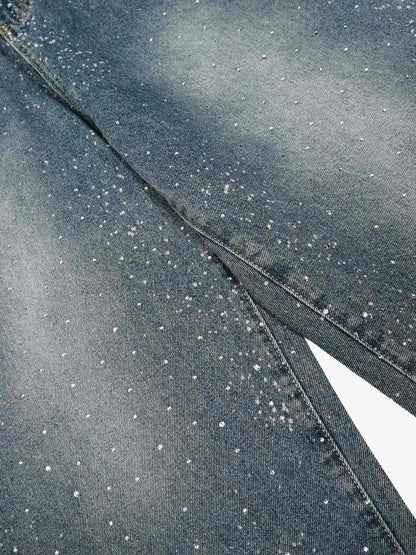 Sparkling Wide-Leg Jeans - Perfect for Casual and Festive Occasions 