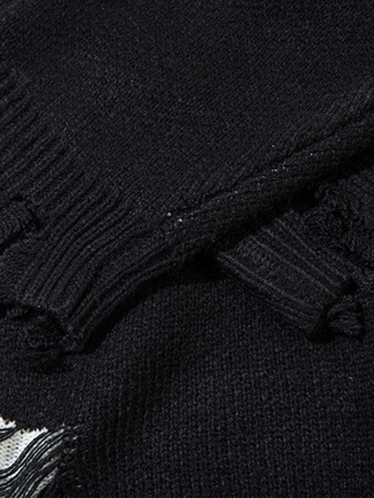 Retro Distressed Zipper Sweater 