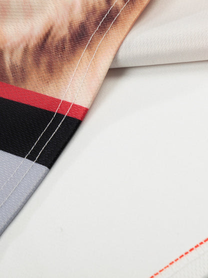 Polyester Cat Print Sports Jersey with V-Neck and Full Sublimation Design 