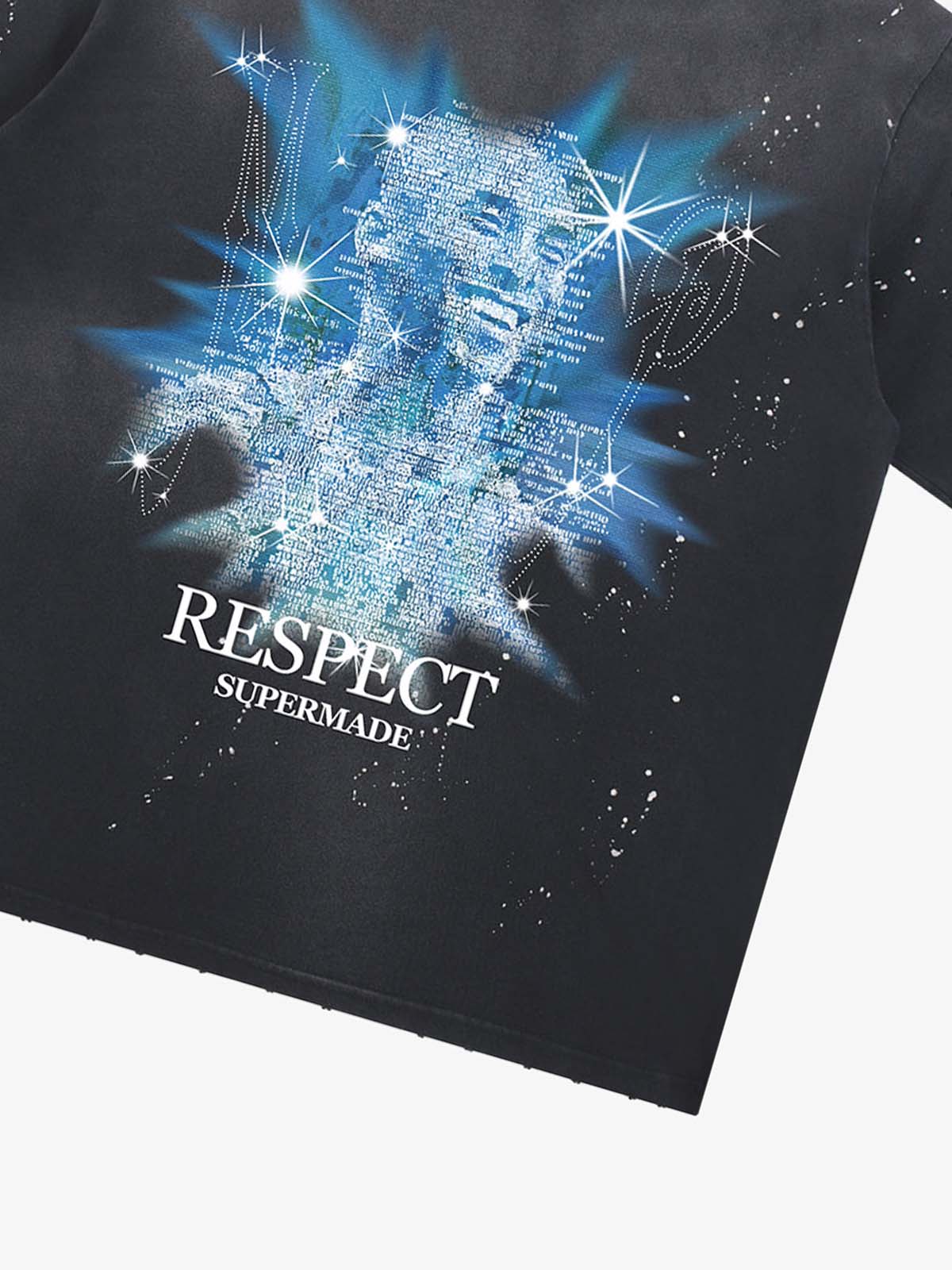 thesupermade-“Nostalgia-themed”dreamy starlight Kobe elements street retro ink Splatter Paint pattern T-shirt 