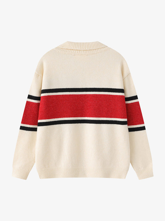 Stylish Star-Embellished Zip-Up Sweater for Casual Elegance 