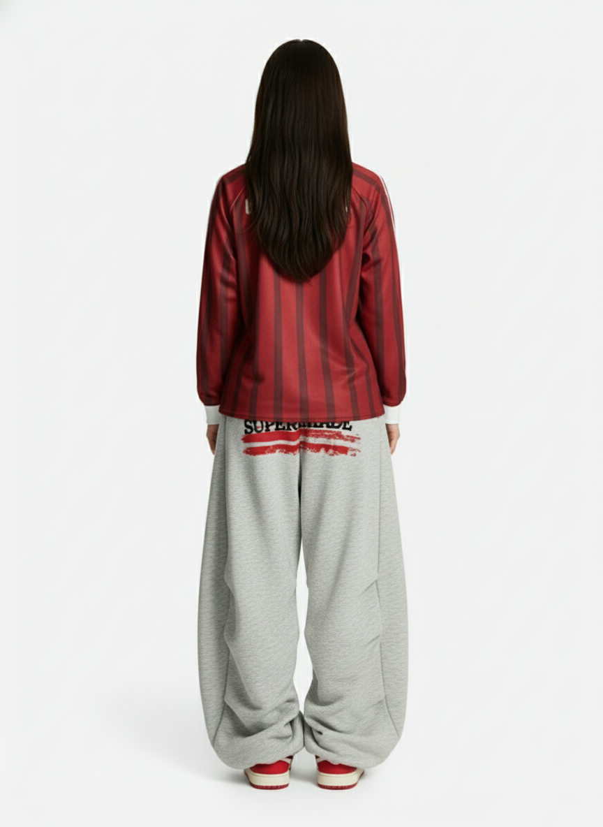 Retro Striped 88 Print Graphic Jersey Long-Sleeved T-Shirt