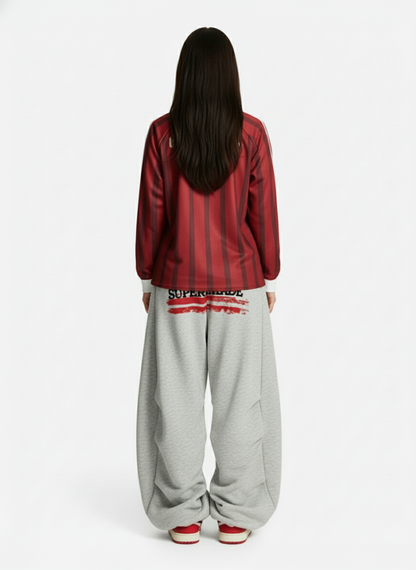 Retro Striped 88 Print Graphic Jersey Long-Sleeved T-Shirt