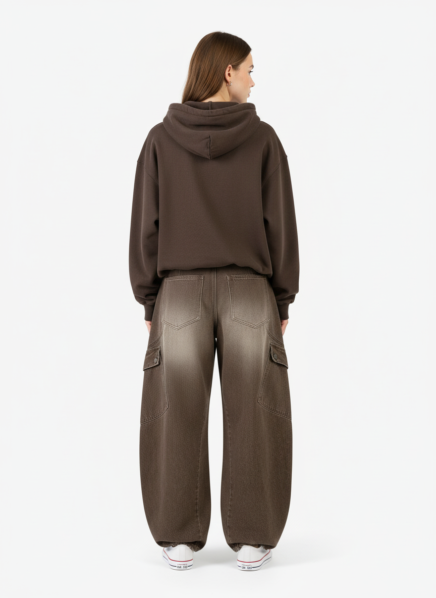 Vintage Washed Workwear Barrel Jeans