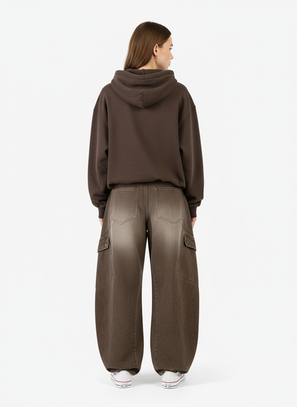 Vintage Washed Workwear Barrel Jeans