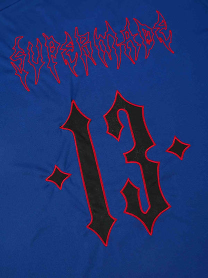 Supermade Color-Blocked V-Neck Embroidered Jersey Short-Sleeved?