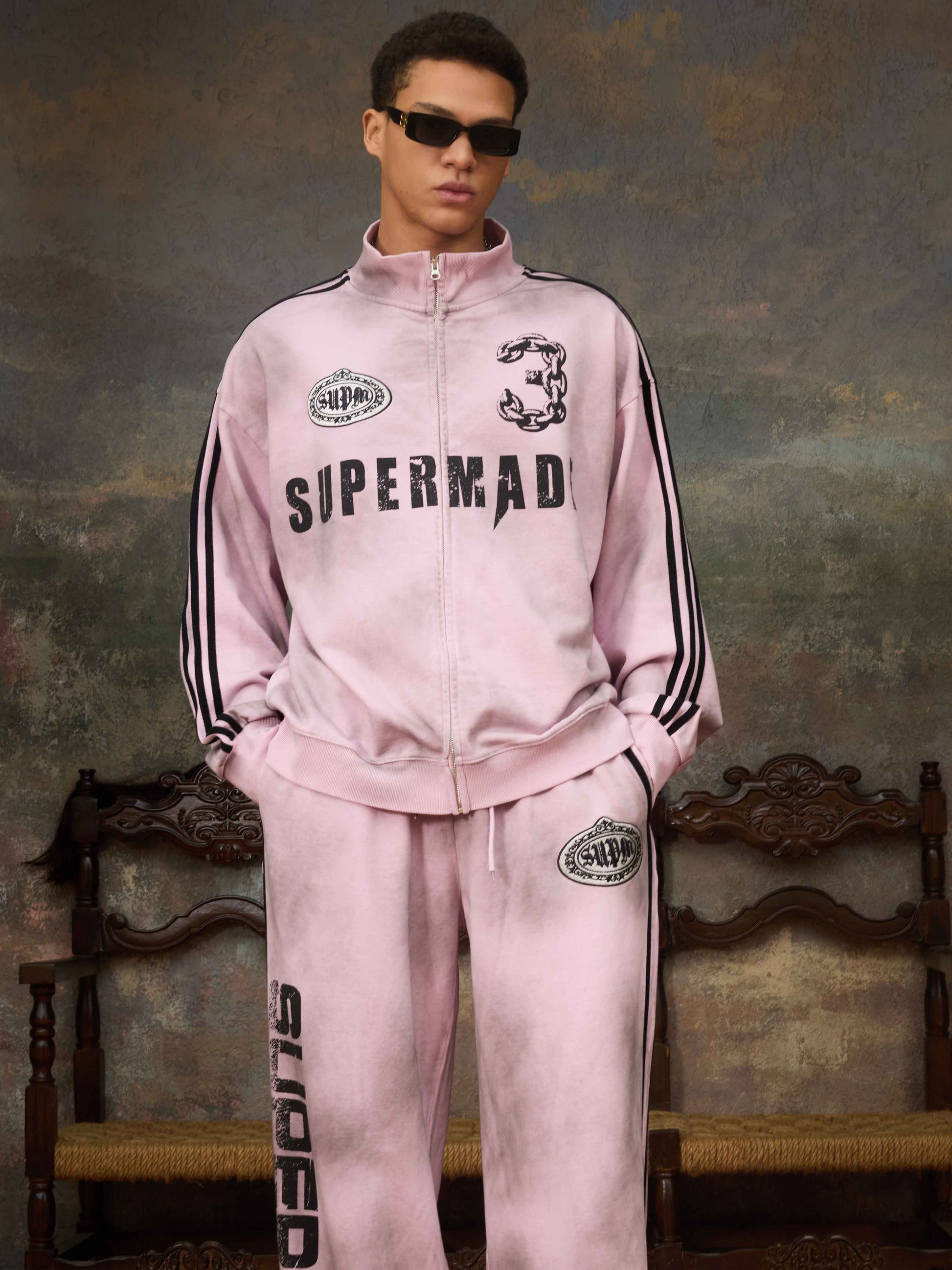 Supermade Vintage Distressed Size 3 Stand Collar Tracksuit 