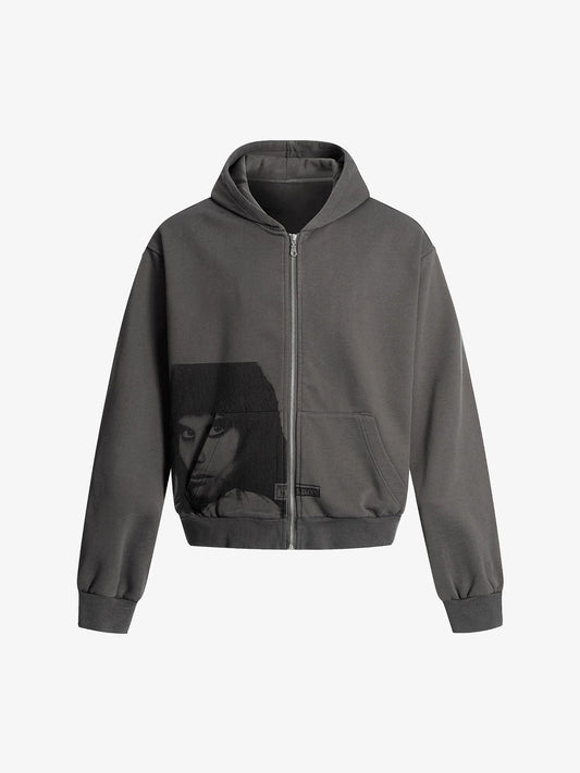 Street Fun Letter Portrait Cardigan Hoodie 