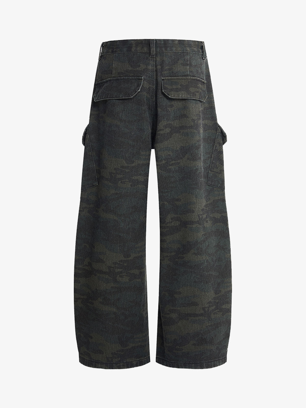 Retro Camo Multi-Pocket Cargo Barrel Pants