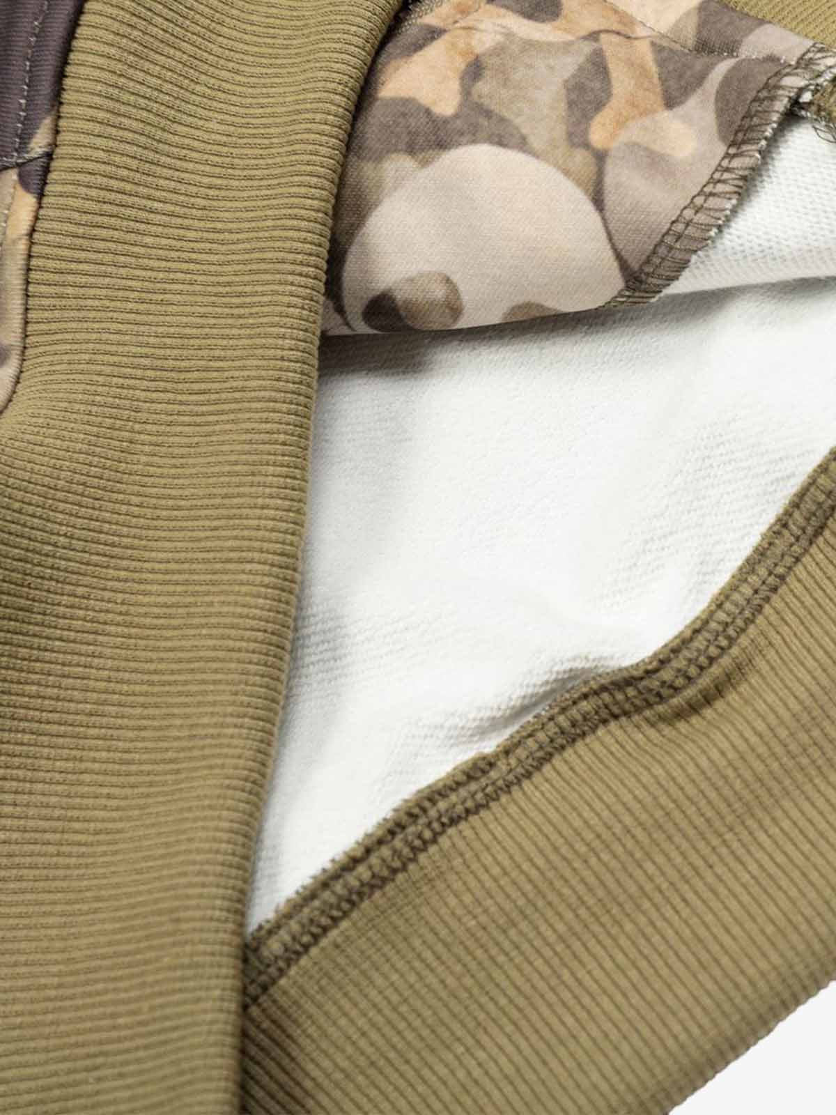 Camouflage Skull Print Bomber Jacket with Faux Fur Hood Trim 