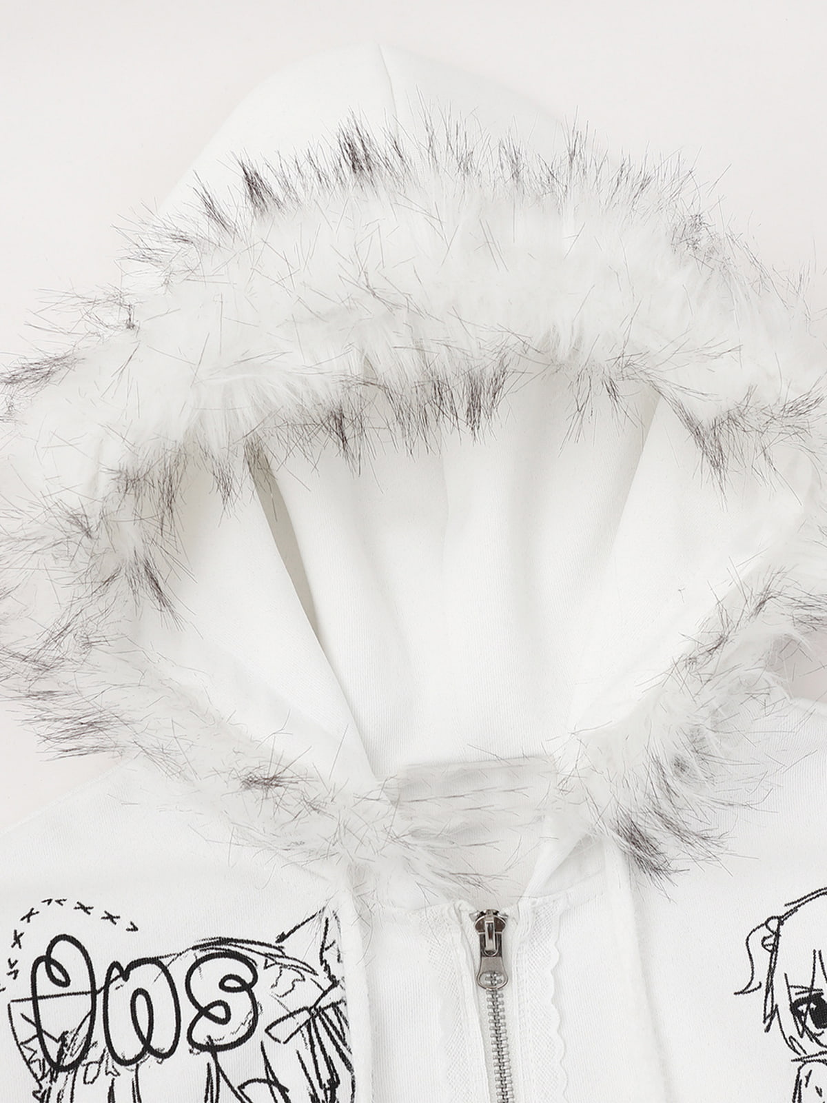 Retro Plush Collar Cartoon Anime Zip-Up Hoodie 