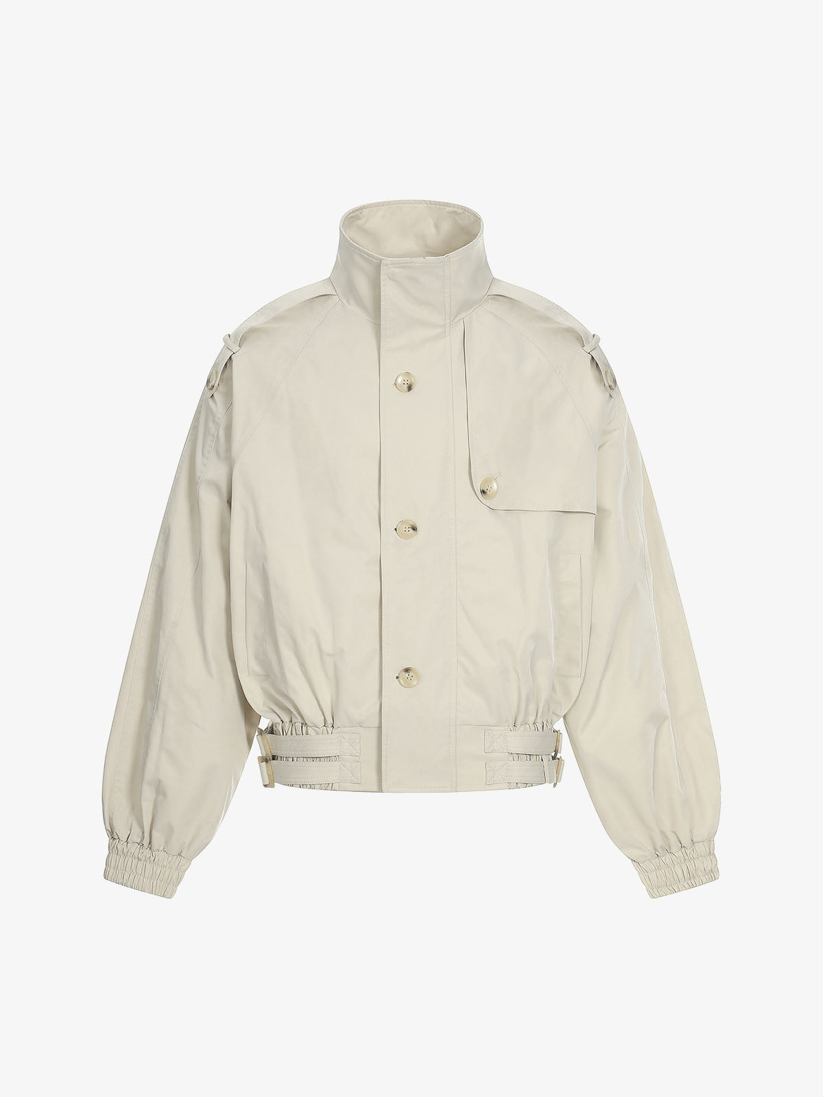 High Neck Belted Utility Cropped Jacket