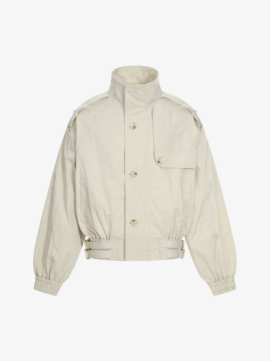 High Neck Belted Utility Cropped Jacket