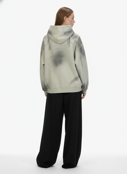 Hip-Hop Wasteland Ink-Dyed Raw Edge Hoodie