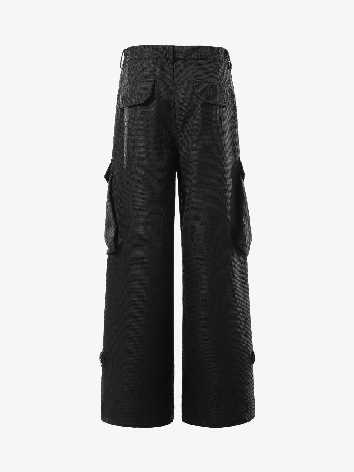 Multi-Pocket Textured Fabric Flared Pants 