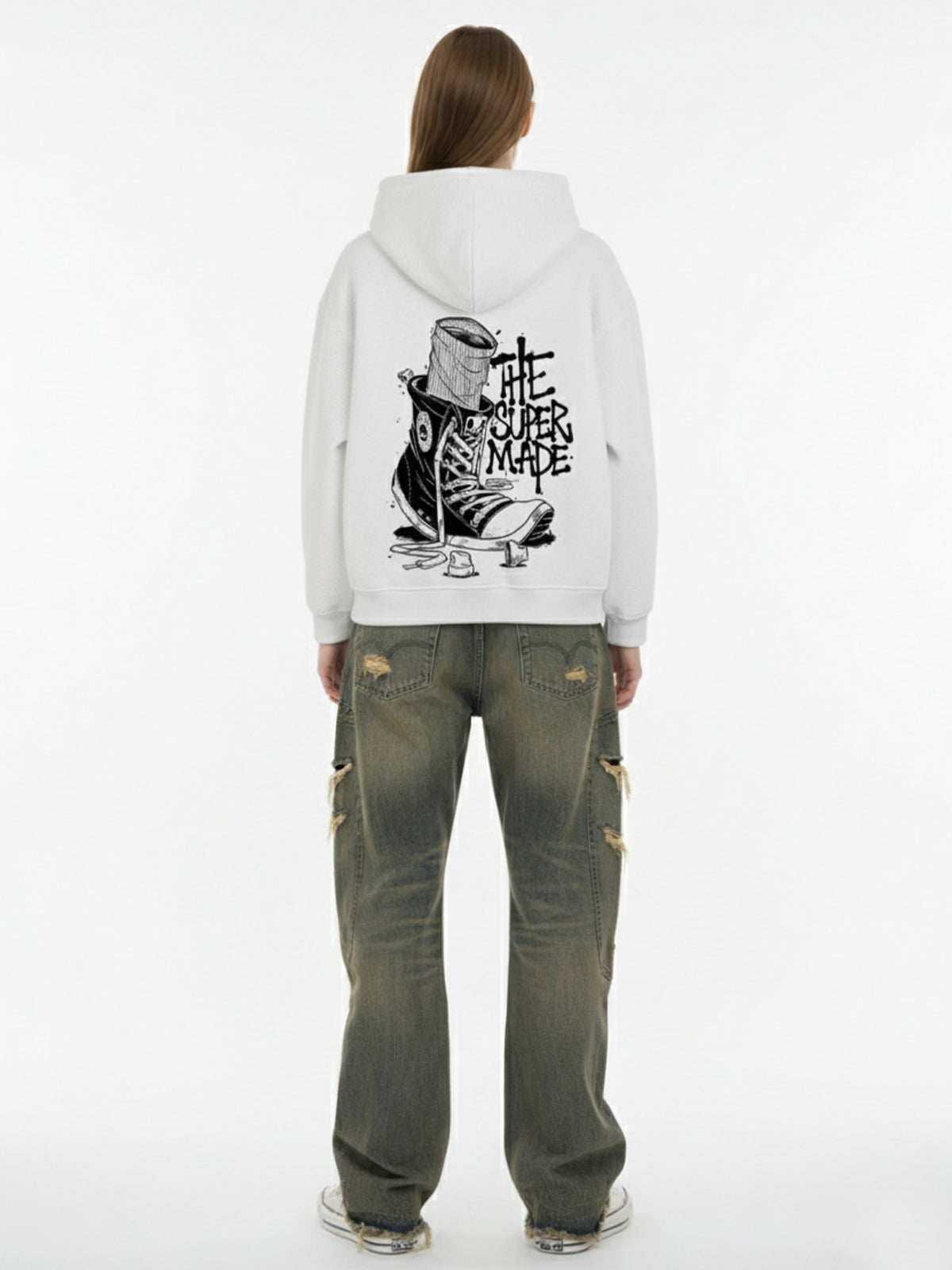 Thesupermade Double Zipper Cardigan Sweater European and American Street Girl Theme 