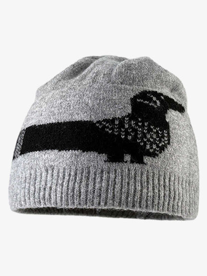 Knitted Wool Blend Winter Beanie Hat with Nordic Pattern and Ribbed Cuff?