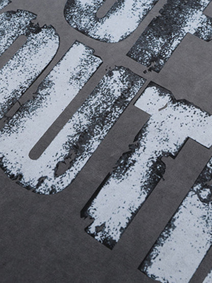 Vintage Gradient Spray Letter Print T-shirt 