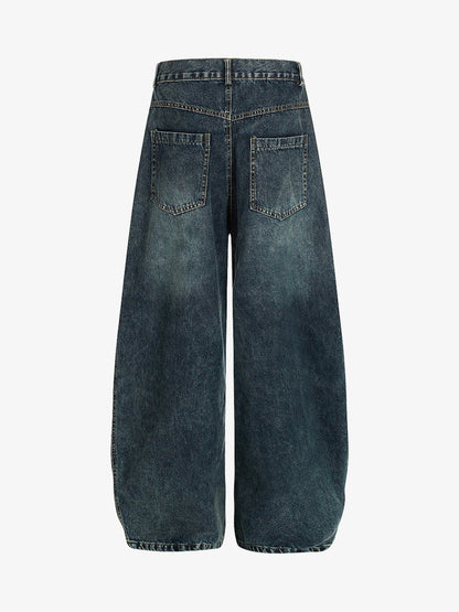 Vintage Washed Vibe Scimitar Wide-Leg Jeans 