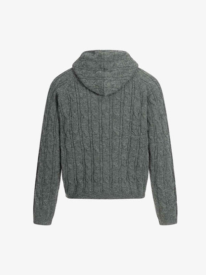 Cable Knit Zip Up Hooded Sweater