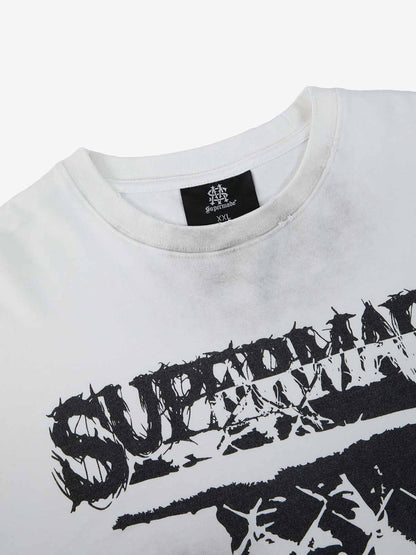 Supermade Distressed Cage Striped Long-Sleeve T-Shirt?