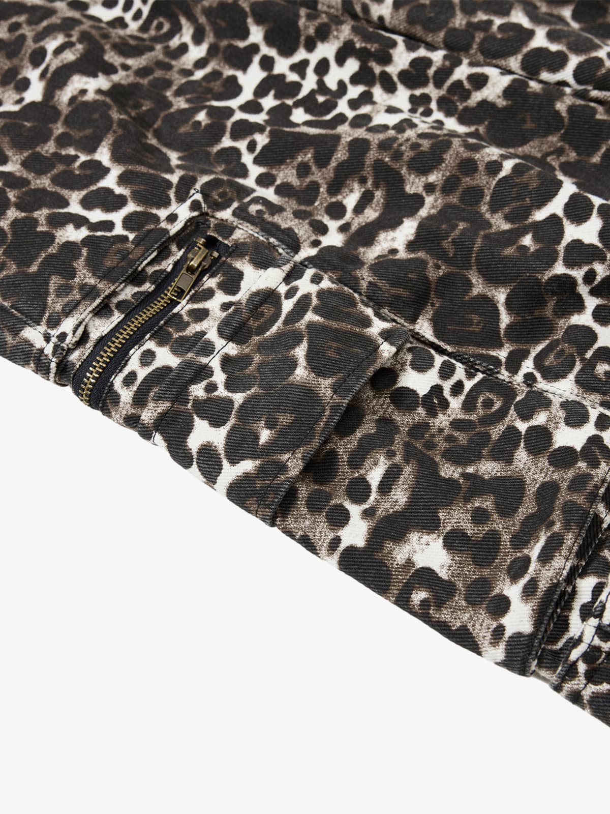 Cotton Leopard Print Wide Leg Cargo Pants for Women High Waist Fashion Casual Trousers?