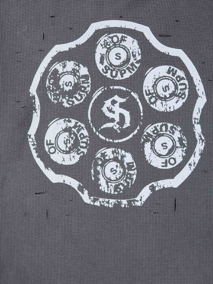 Supermade Waffle-Knit Distressed Button-Pattern Hoodie?