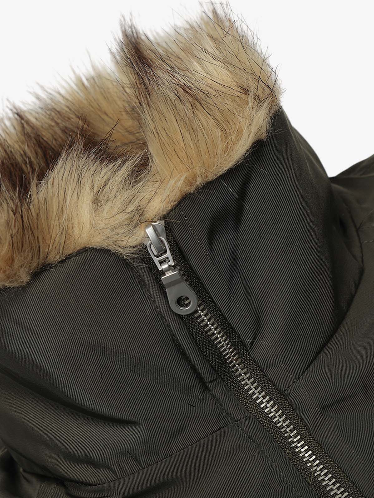 Thesupermade American Street Zipper Design Mountain Carved Fur Collar Quilted Cotton Jacket 