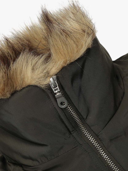 Thesupermade American Street Zipper Design Mountain Carved Fur Collar Quilted Cotton Jacket 