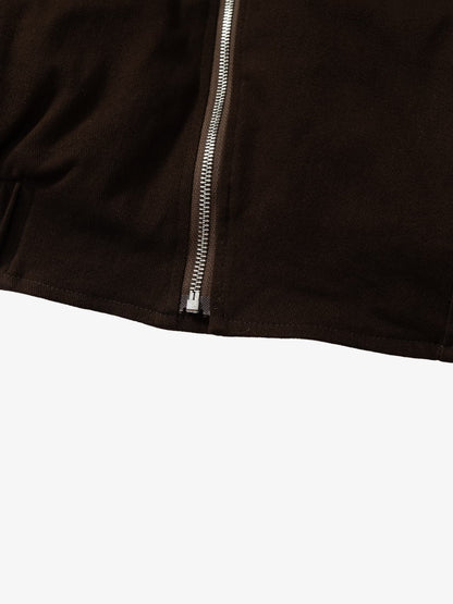 Thesupermade Oblique Zipper Design Lambswool Collar Quilted Jacket 