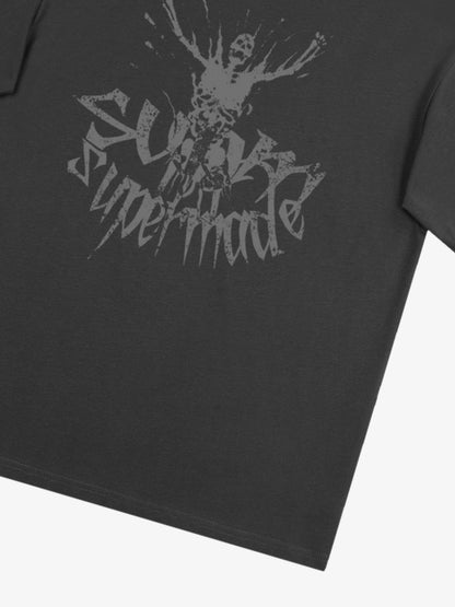 THE SUPERMADE TRENDY STREET OLD-FASHIONER SKULL PRINT T-SHIRT 