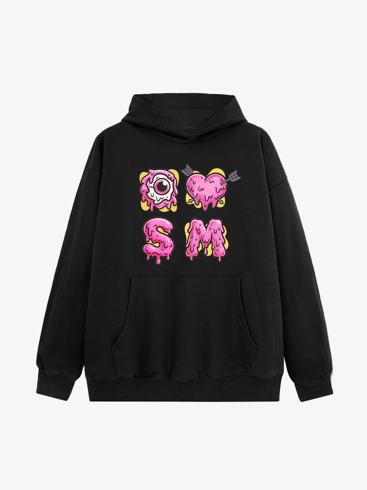 Dripping Heart & Eye Graphic Hoodie for Trendy Looks 