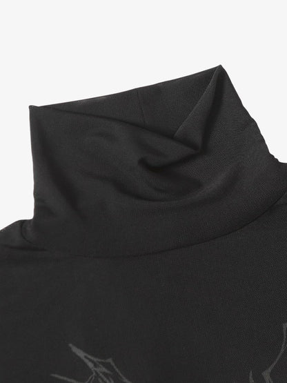 High-Neck Graphic Long Sleeve Top for Modern Streetwear Enthusiasts 