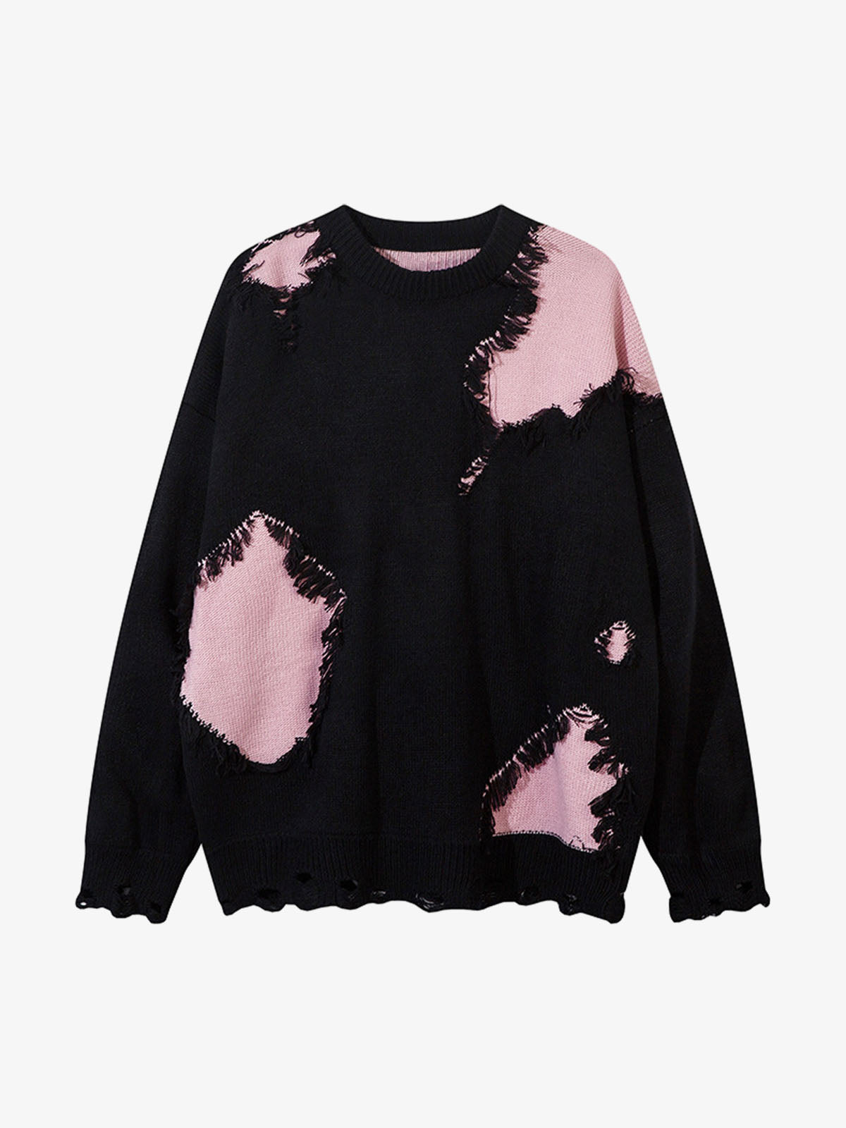 Niche Raw Edge Fringed Knit Sweater 