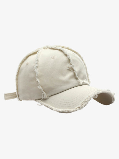 Cotton Baseball Cap with Frayed Edges - Vintage Distressed Dad Hat for Men and Women?
