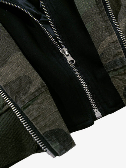 Camouflage Bomber Jacket with Detachable Hood - Perfect for Casual and Outdoor Adventures 