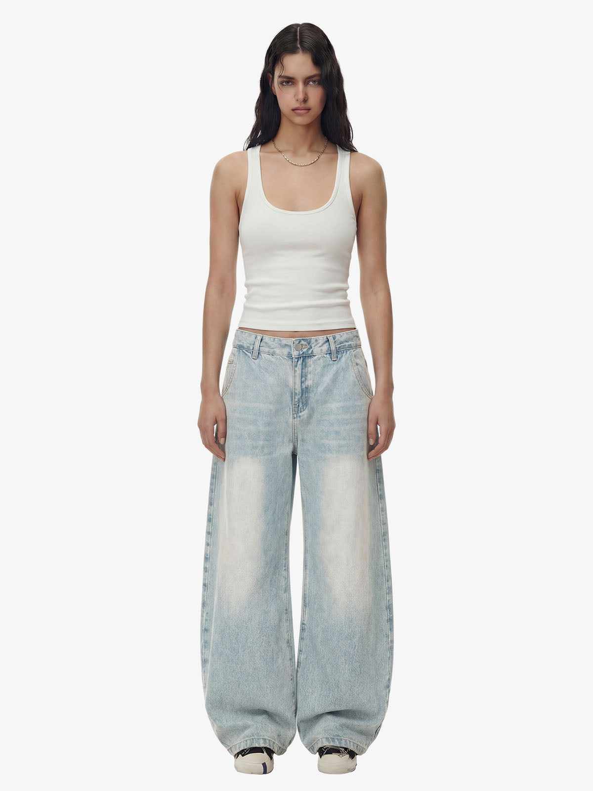 Denim Washed Distressed Barrel Jeans - 2511