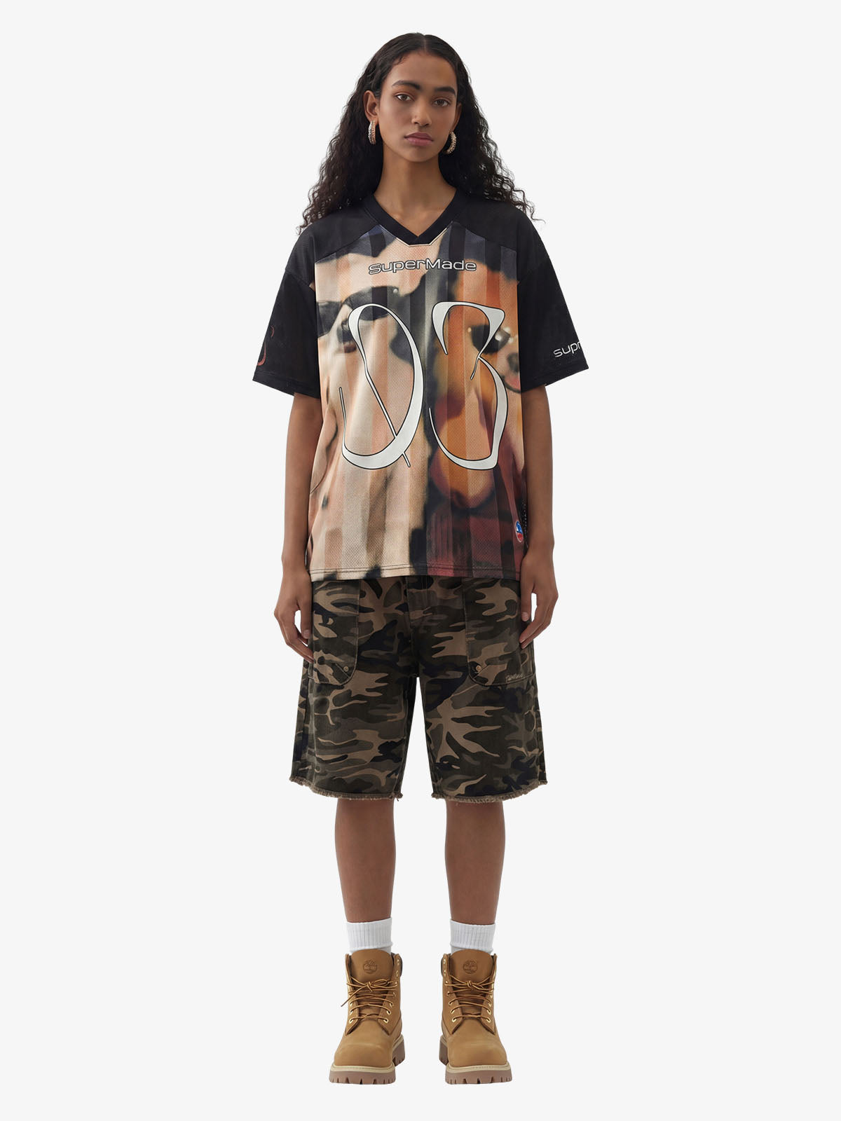 Abstract Dog Graphic Mesh Jersey T-Shirt