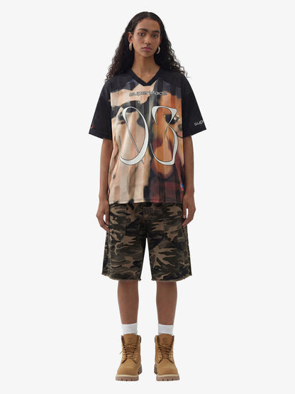 Abstract Dog Graphic Mesh Jersey T-Shirt
