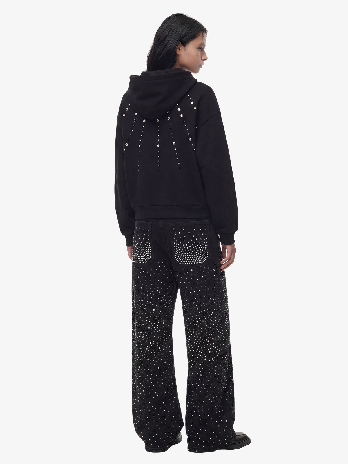 Retro Denim Full Rhinestone Design Baggy Jeans