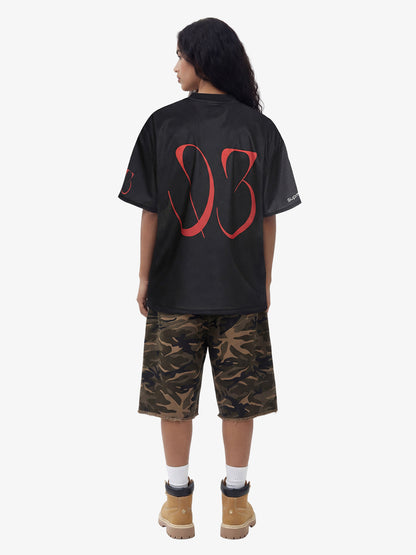 Abstract Dog Graphic Mesh Jersey T-Shirt