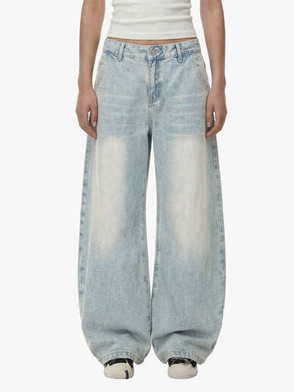 Denim Washed Distressed Barrel Jeans - 2511