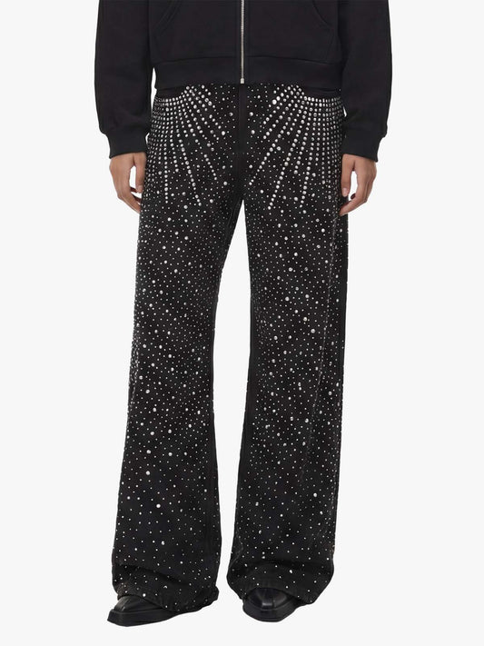 Retro Denim Full Rhinestone Design Baggy Jeans