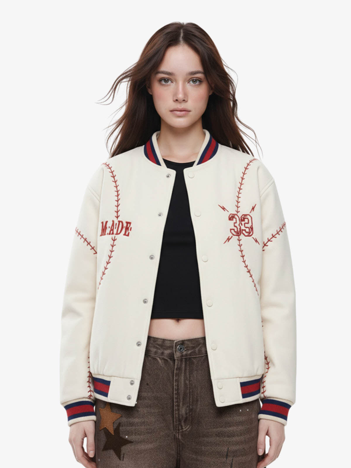 Baseball Stitch Embroidered Varsity Jacket