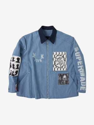 Supermade Multi-Element Appliqu¨¦ Patchwork Denim Suit?