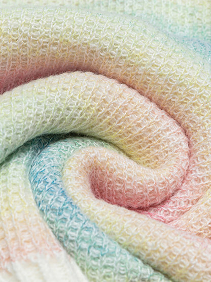 Vintage Gradient Butterfly Distressed Cardigan Sweater 